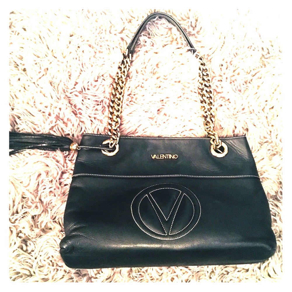 VALENTINO MARIO VALENTINO  BLACK LEATHER PURSE